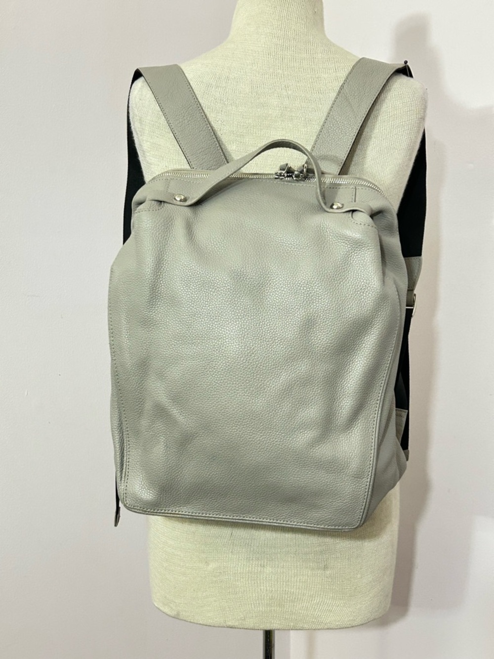 Light Gray Leather Backpack — Sleek Women's Backpack